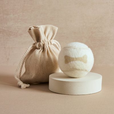 Pet Hamper Tennis Ball - Natural with Beige Bone